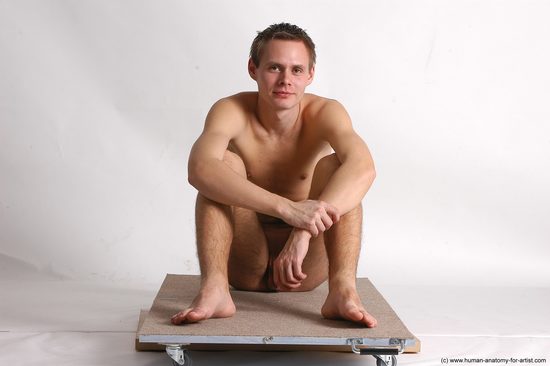 Nude Man White Sitting poses - simple Slim Short Brown Sitting poses - ALL Realistic