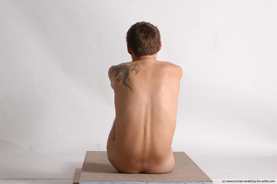 Nude Man White Sitting poses - simple Slim Short Brown Sitting poses - ALL Realistic