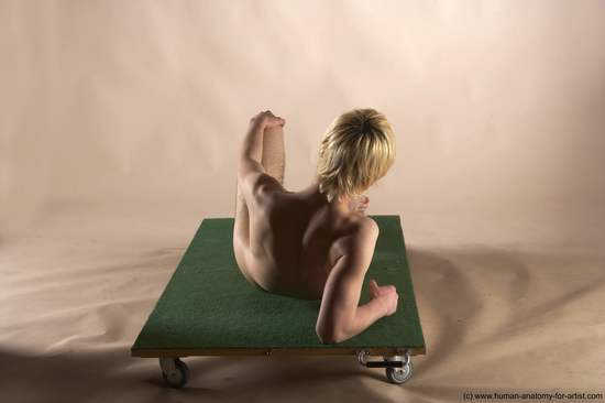 Nude Man White Laying poses - ALL Slim Short Blond Realistic