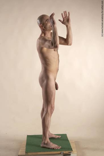 Nude Man White Standing poses - ALL Slim Bald Standing poses - simple Realistic