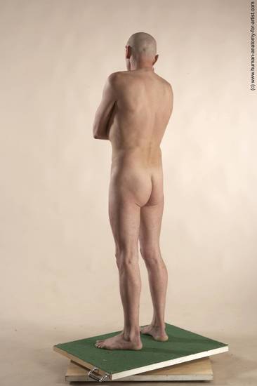 Nude Man White Standing poses - ALL Slim Bald Standing poses - simple Realistic