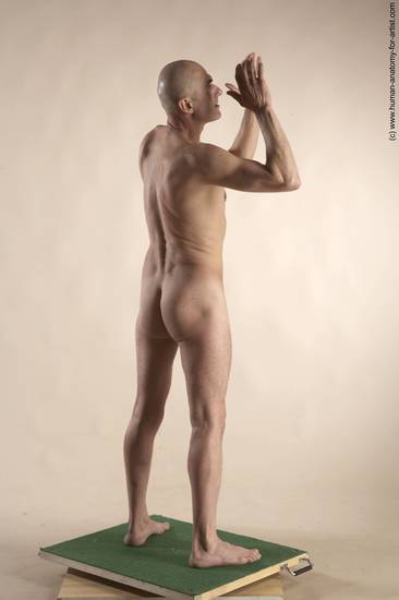 Nude Man White Standing poses - ALL Slim Bald Standing poses - simple Realistic