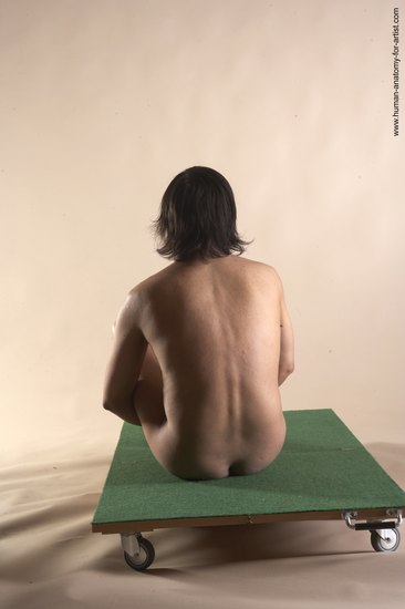 Nude Man White Sitting poses - simple Slim Medium Brown Sitting poses - ALL Realistic