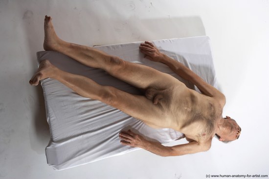 and more Nude Man White Laying poses - ALL Slim Bald Grey Realistic