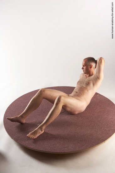 Nude Man White Laying poses - ALL Slim Short Grey Laying poses - on back Realistic