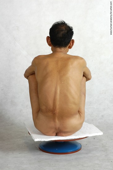 and more Nude Man Asian Kneeling poses - ALL Slim Short Kneeling poses - on both knees Black Realistic