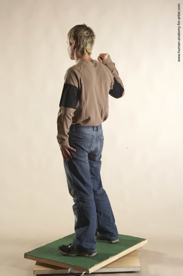 Casual Man White Standing poses - ALL Slim Short Brown Standing poses - simple Academic