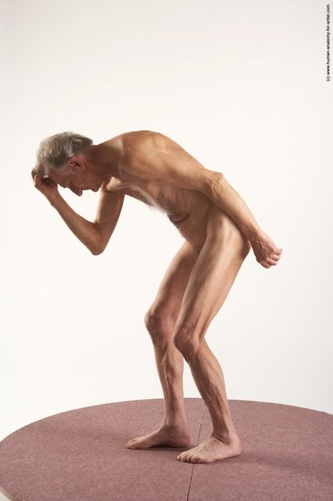 and more Nude Man White Standing poses - ALL Slim Bald Grey Standing poses - bend over Realistic