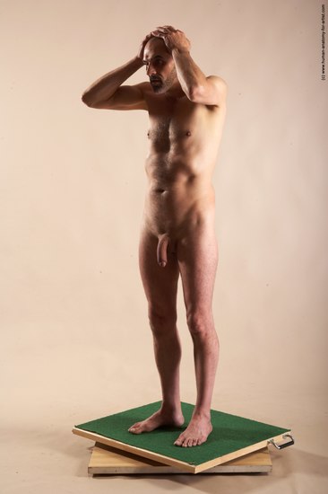 Nude Man White Standing poses - ALL Slim Bald Standing poses - simple Realistic