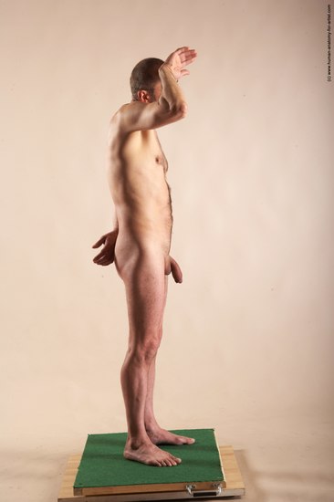 Nude Man White Standing poses - ALL Slim Bald Standing poses - simple Realistic