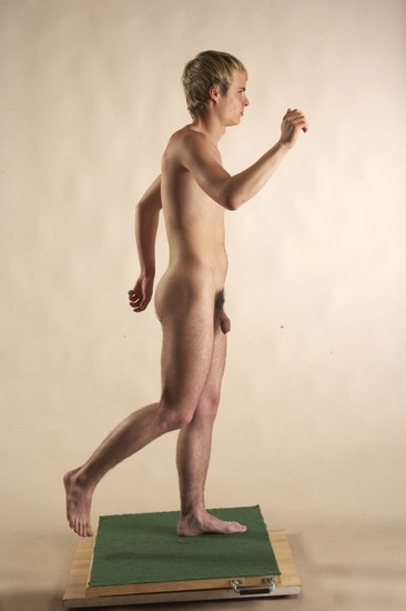 Nude Man White Moving poses Slim Short Brown Realistic