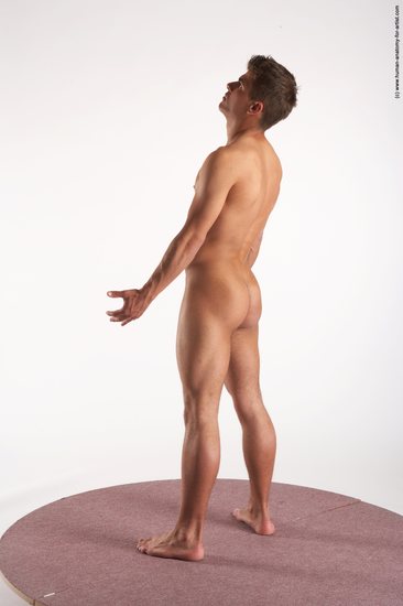 Nude Man White Standing poses - ALL Slim Short Brown Standing poses - simple Realistic