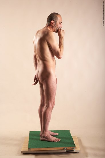 Nude Man White Standing poses - ALL Slim Bald Standing poses - simple Realistic