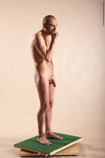 Nude Man White Standing poses - ALL Slim Bald Standing poses - simple Realistic