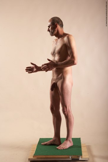 Nude Man White Standing poses - ALL Slim Bald Standing poses - simple Realistic