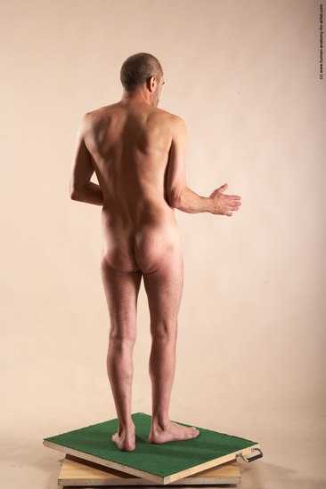 Nude Man White Standing poses - ALL Slim Bald Standing poses - simple Realistic