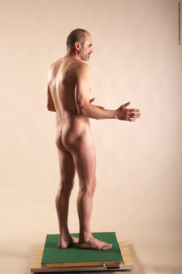 Nude Man White Standing poses - ALL Slim Bald Standing poses - simple Realistic