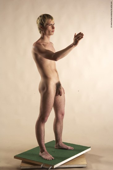 Nude Man White Moving poses Slim Short Blond Realistic