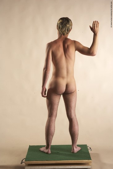 Nude Man White Moving poses Slim Short Blond Realistic