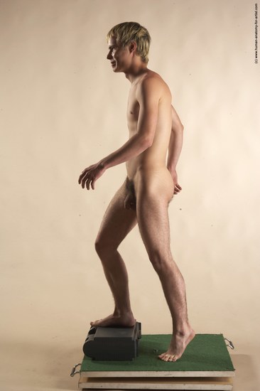 Nude Man White Moving poses Slim Short Blond Realistic