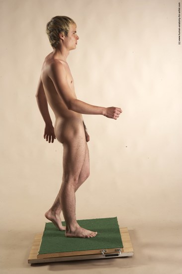 Nude Man White Moving poses Slim Short Blond Realistic