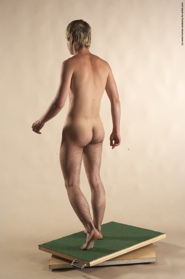 Nude Man White Moving poses Slim Short Blond Realistic