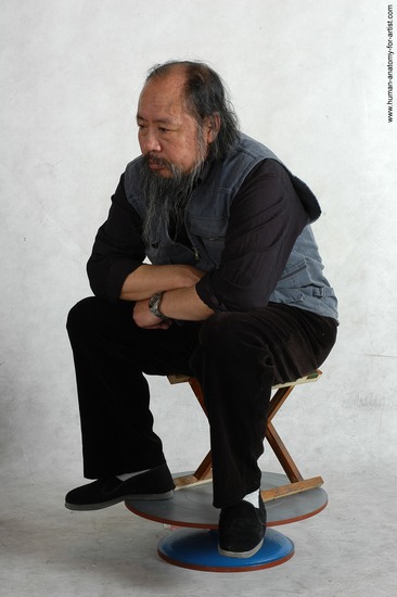 and more Casual Man Asian Sitting poses - simple Chubby Bald Black Sitting poses - ALL Academic