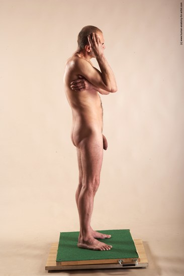 Nude Man White Standing poses - ALL Slim Bald Standing poses - simple Realistic