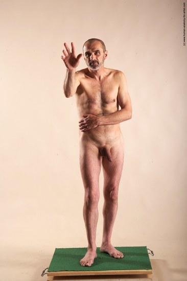 Nude Man White Standing poses - ALL Slim Bald Standing poses - simple Realistic