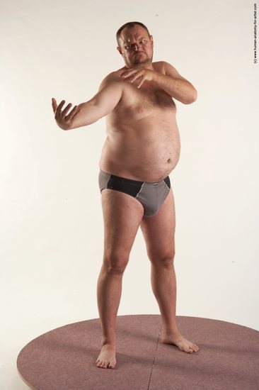 Underwear Man White Standing poses - ALL Chubby Short Brown Standing poses - simple Academic