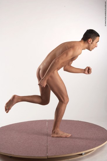 Nude Man White Moving poses Slim Short Brown Realistic