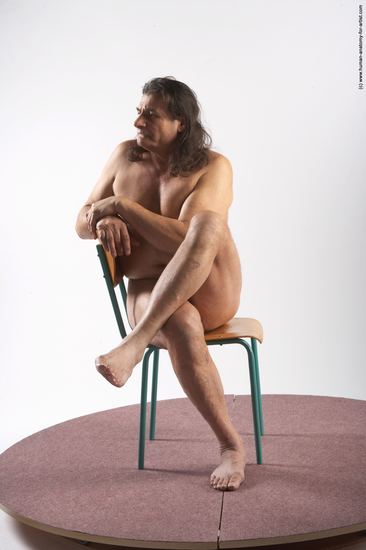 Nude Man Another Sitting poses - simple Chubby Long Grey Sitting poses - ALL Realistic