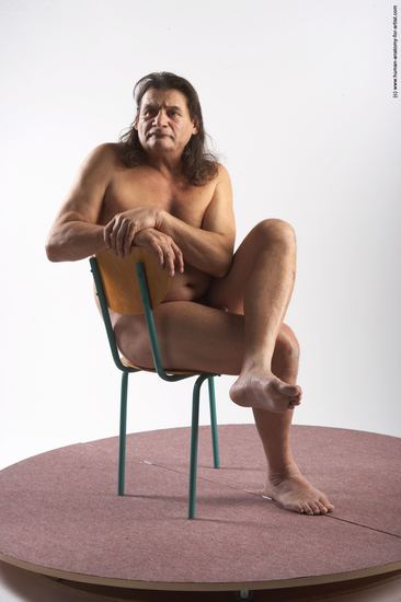 Nude Man Another Sitting poses - simple Chubby Long Grey Sitting poses - ALL Realistic