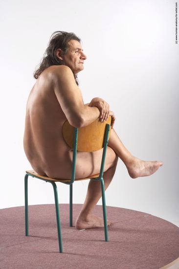 Nude Man Another Sitting poses - simple Chubby Long Grey Sitting poses - ALL Realistic