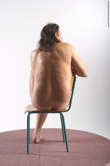 Nude Man Another Sitting poses - simple Chubby Long Grey Sitting poses - ALL Realistic