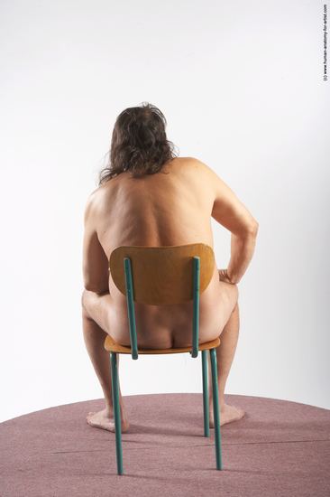 Nude Man Another Sitting poses - simple Chubby Long Grey Sitting poses - ALL Realistic