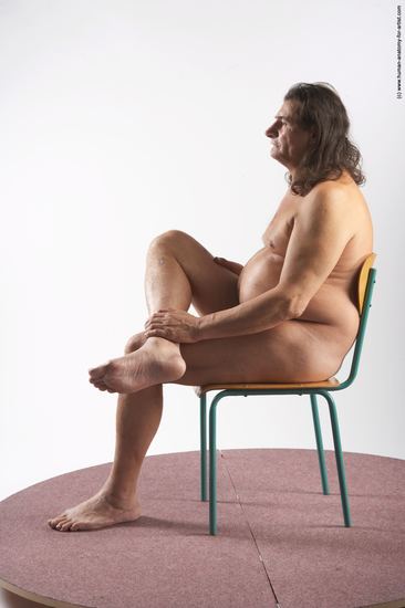 Nude Man Another Sitting poses - simple Chubby Long Grey Sitting poses - ALL Realistic