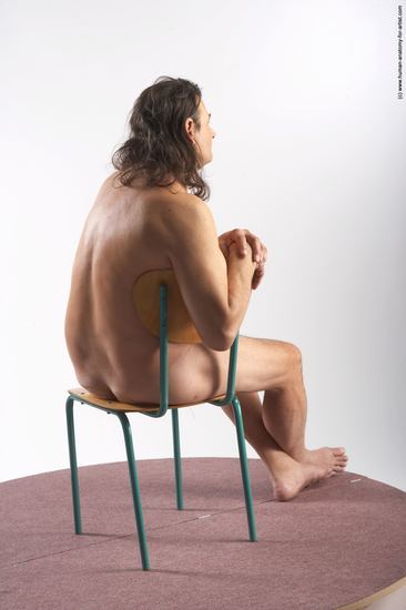 Nude Man Another Sitting poses - simple Chubby Long Grey Sitting poses - ALL Realistic