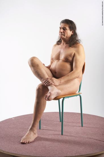 Nude Man Another Sitting poses - simple Chubby Long Grey Sitting poses - ALL Realistic