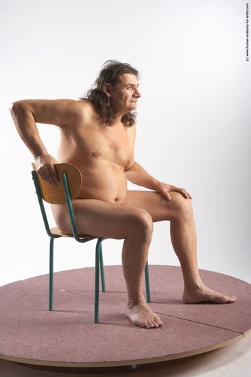 Nude Man Another Sitting poses - simple Chubby Long Grey Sitting poses - ALL Realistic