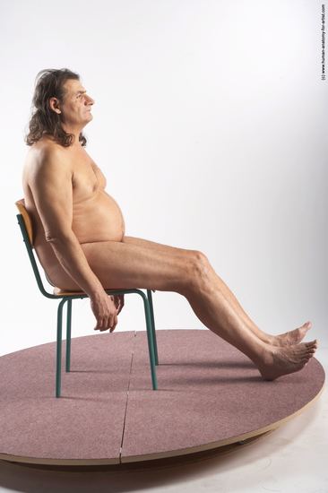 Nude Man Another Sitting poses - simple Chubby Long Grey Sitting poses - ALL Realistic