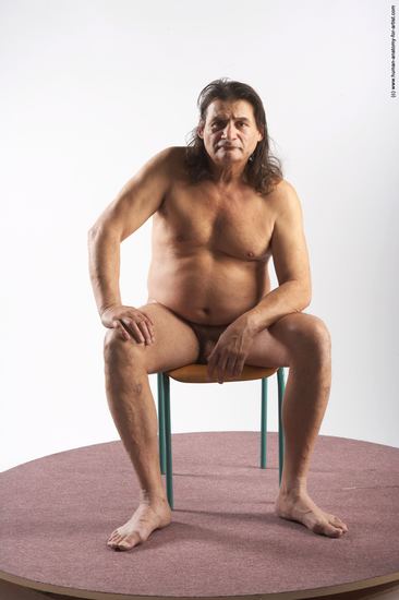 Nude Man Another Sitting poses - simple Chubby Long Grey Sitting poses - ALL Realistic