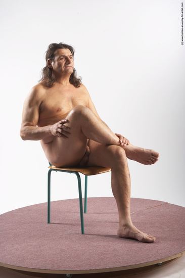 Nude Man Another Sitting poses - simple Chubby Long Grey Sitting poses - ALL Realistic