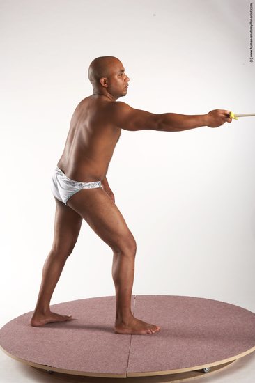 Underwear Fighting with sword Man Black Standing poses - ALL Average Bald Standing poses - simple Academic