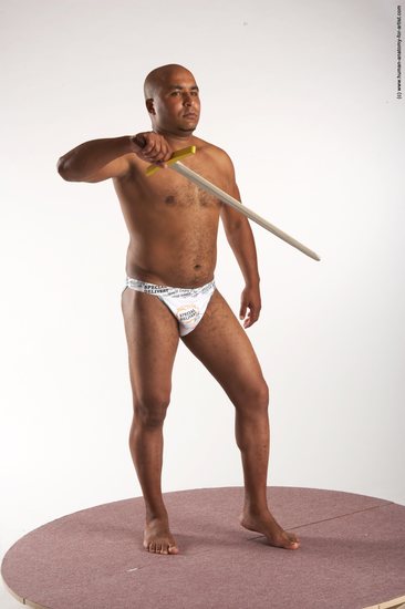 Underwear Fighting with sword Man Black Standing poses - ALL Average Bald Standing poses - simple Academic