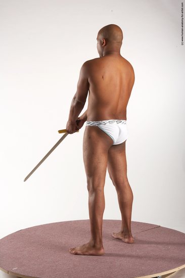 Underwear Fighting with sword Man Black Standing poses - ALL Average Bald Standing poses - simple Academic