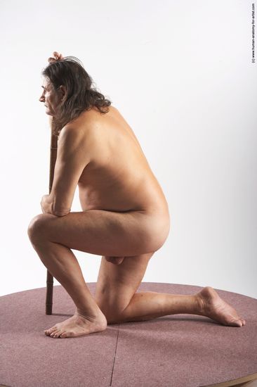 Nude Man Another Kneeling poses - ALL Chubby Long Grey Realistic