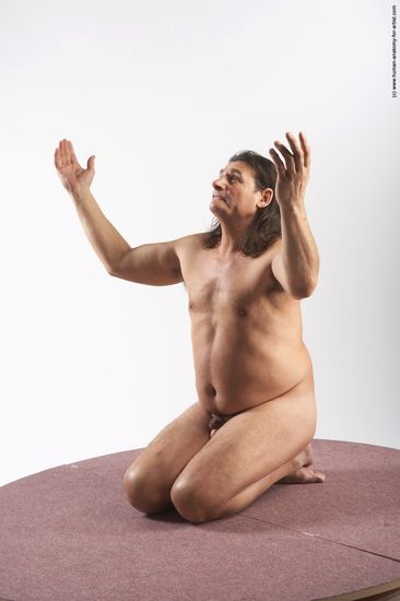 Nude Man Another Chubby Long Grey Sitting poses - ALL Sitting poses - on knees Realistic