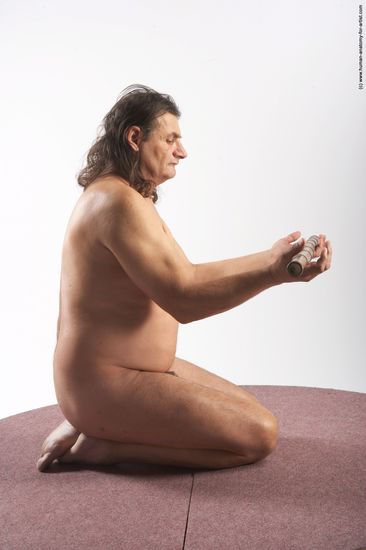 Nude Man Another Chubby Long Grey Sitting poses - ALL Sitting poses - on knees Realistic