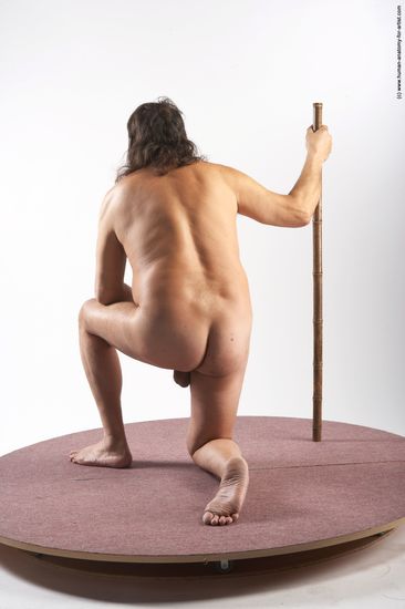 Nude Man Another Kneeling poses - ALL Chubby Long Grey Realistic